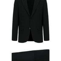 Siyah Slim Fit Dar Kesim Yünlü Klasik Takım Elbise