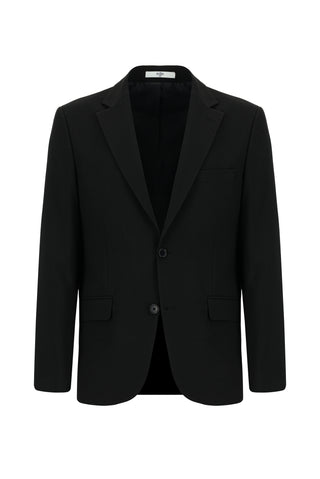  Siyah Slim Fit Dar Kesim Yünlü Klasik Takım Elbise