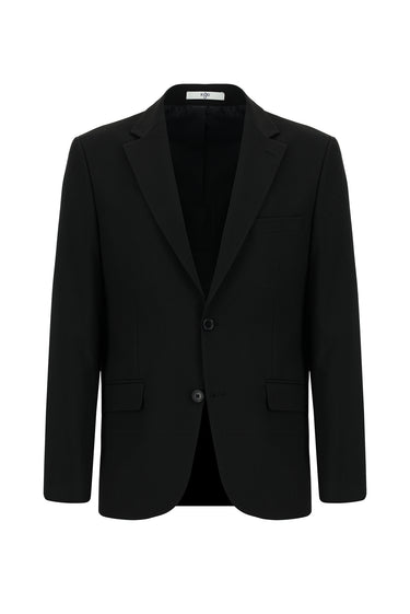  Siyah Relaxed Fit Rahat Kesim Yünlü Klasik Takım Elbise