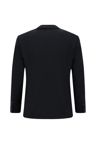  Koyu Lacivert Relaxed Fit Rahat Kesim Yünlü Klasik Takım Elbise