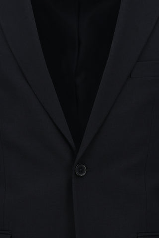  Koyu Lacivert Slim Fit Dar Kesim Yünlü Klasik Takım Elbise