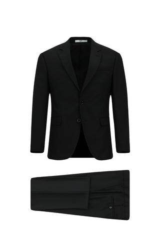  Siyah 7 Drop Slim Fit Dar Kesim Mono Yaka Yünlü Takım Elbise