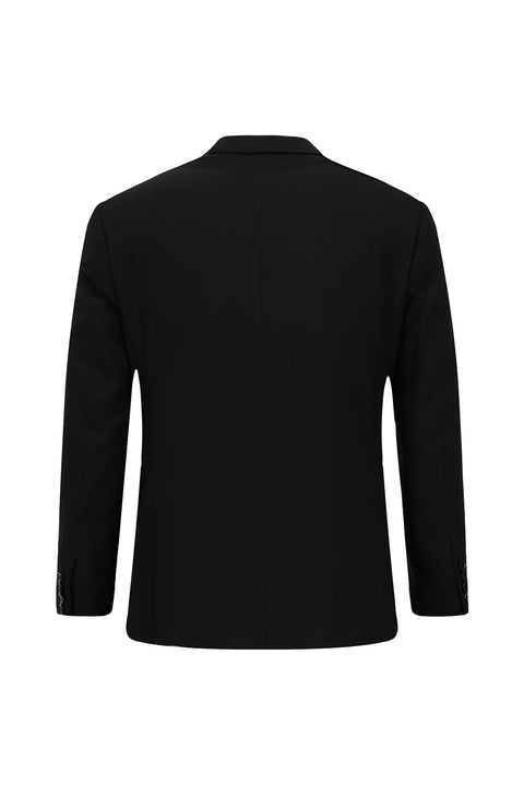 Siyah 7 Drop Super Slim Fit Eksra Dar Kesim Mono Yaka Yünlü Takım Elbise