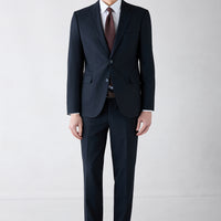 Koyu Lacivert 7 Drop Super Slim Fit Eksra Dar Kesim Mono Yaka Yünlü Takım Elbise