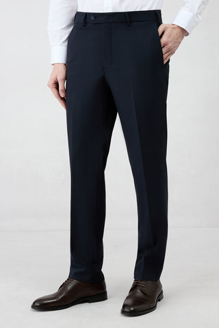  Koyu Lacivert 7 Drop Slim Fit Dar Kesim Mono Yaka Yünlü Klasik Takım Elbise