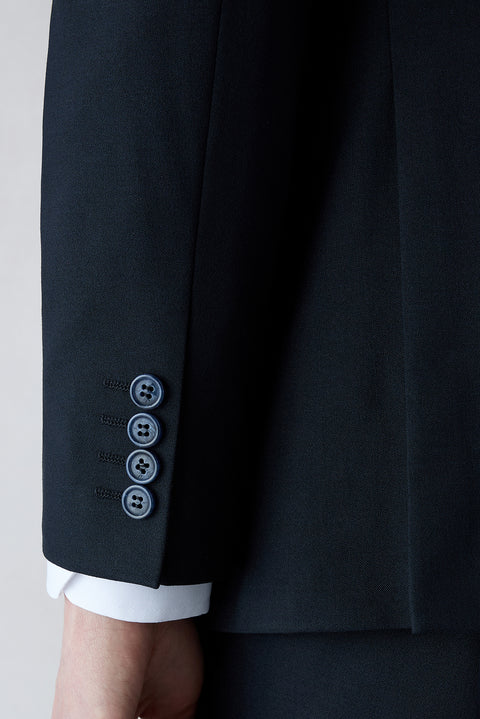 Koyu Lacivert 7 Drop Slim Fit Dar Kesim Mono Yaka Yünlü Takım Elbise