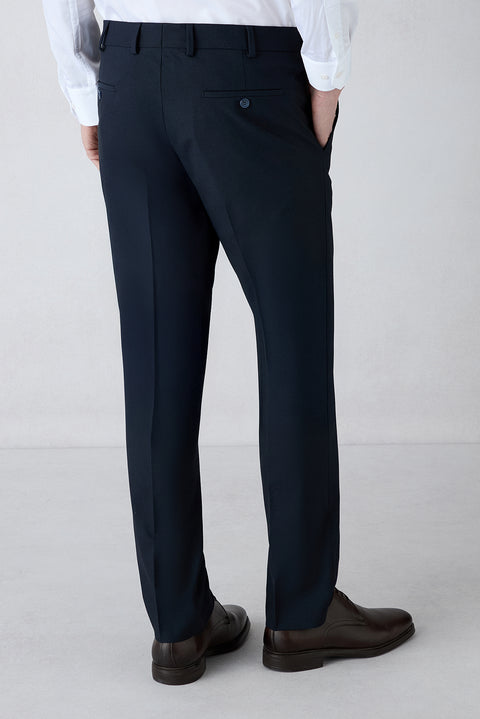Koyu Lacivert 7 Drop Slim Fit Dar Kesim Mono Yaka Yünlü Takım Elbise