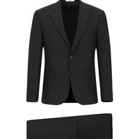 Siyah 7 Drop Super Slim Fit Eksra Dar Kesim Yünlü Klasik Takım Elbise