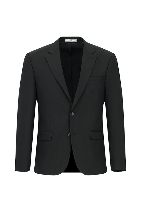 Siyah 4 Drop Relaxed Fit Rahat Kesim Yünlü Takım Elbise