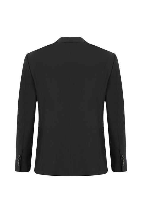 Siyah 7 Drop Slim Fit Dar Kesim Yünlü Takım Elbise