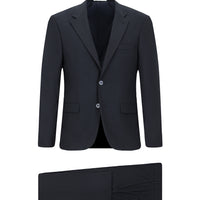 Koyu Lacivert Slim Fit Dar Kesim Yünlü Klasik Takım Elbise