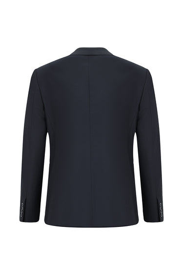  Koyu Lacivert Slim Fit Dar Kesim Yünlü Klasik Takım Elbise