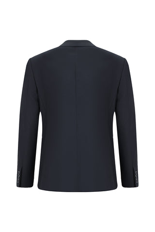  Koyu Lacivert Relaxed Fit Rahat Kesim Yünlü Klasik Takım Elbise