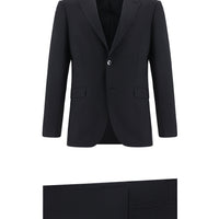 Siyah Slim Fit Dar Kesim Yünlü Klasik Takım Elbise