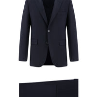 Koyu Lacivert 7 Drop Slim Fit Dar Kesim Yünlü Takım Elbise