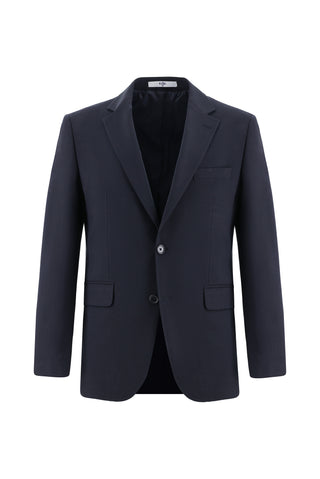  Koyu Lacivert Slim Fit Dar Kesim Yünlü Klasik Takım Elbise