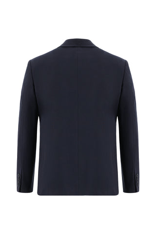  Koyu Lacivert Slim Fit Dar Kesim Yünlü Klasik Takım Elbise