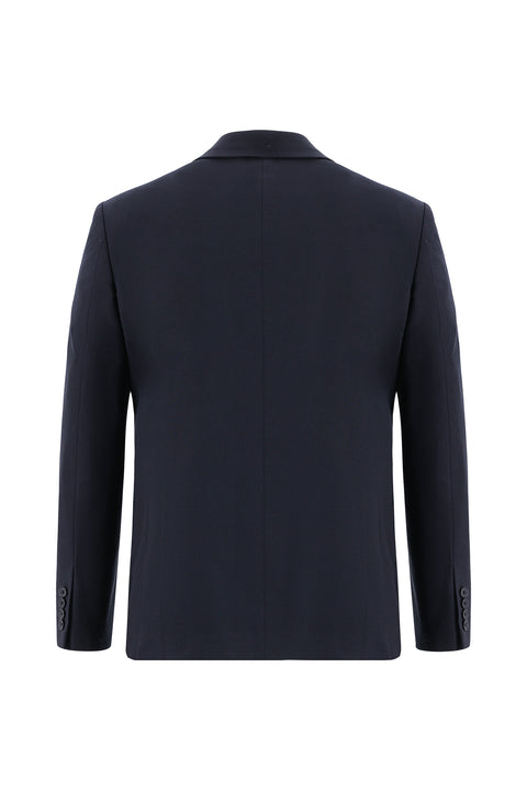 Koyu Lacivert 7 Drop Slim Fit Dar Kesim Yünlü Takım Elbise