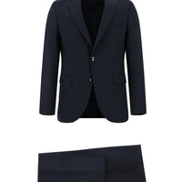 Koyu Lacivert Slim Fit Dar Kesim Yünlü Klasik Takım Elbise