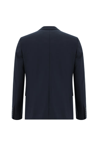  Koyu Lacivert Slim Fit Dar Kesim Yünlü Klasik Takım Elbise