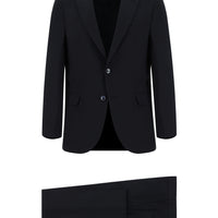 Koyu Lacivert Slim Fit Dar Kesim Yünlü Klasik Takım Elbise