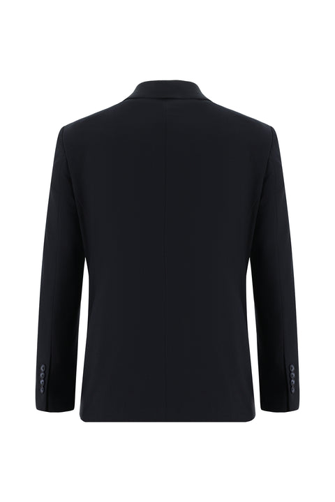 Koyu Lacivert 7 Drop Slim Fit Dar Kesim Yünlü Takım Elbise