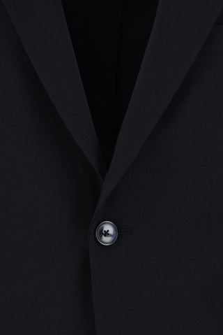  Koyu Lacivert Slim Fit Dar Kesim Yünlü Klasik Takım Elbise