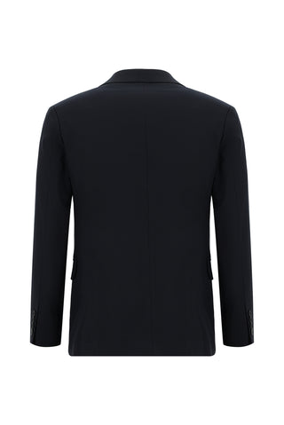  Koyu Lacivert Slim Fit Dar Kesim Yünlü Klasik Takım Elbise