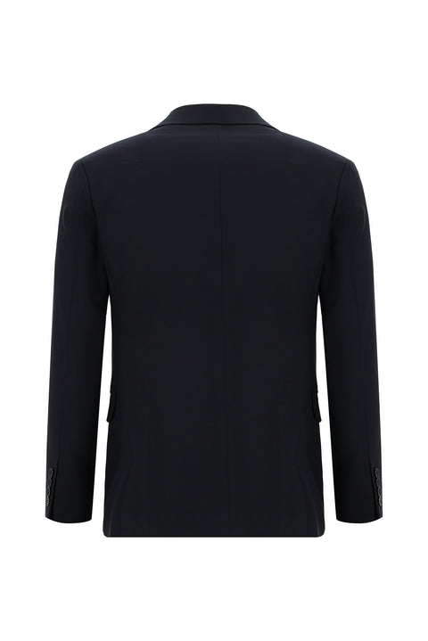 Koyu Lacivert 7 Drop Slim Fit Dar Kesim Yünlü Takım Elbise