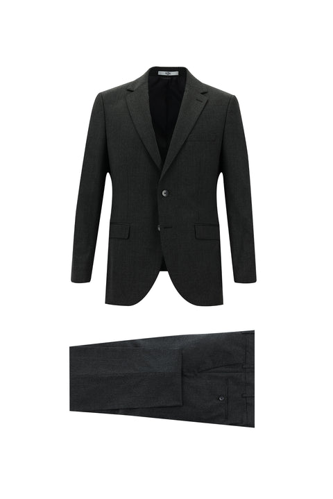 Koyu Füme 4 Drop Relaxed Fit Rahat Kesim Yünlü Takım Elbise