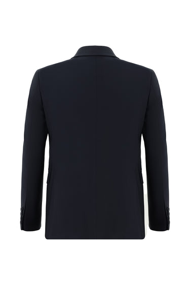 Koyu Lacivert Slim Fit Dar Kesim Yünlü Klasik Takım Elbise