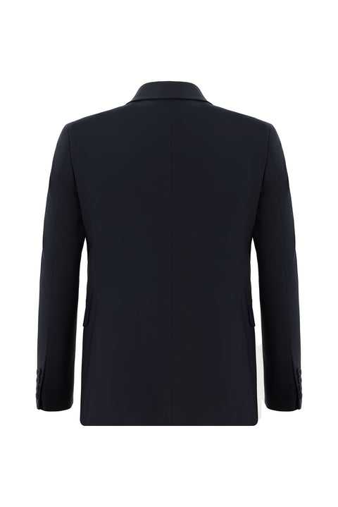 Koyu Lacivert 7 Drop Slim Fit Dar Kesim Yünlü Takım Elbise