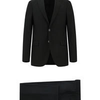 Siyah Slim Fit Dar Kesim Yünlü Klasik Takım Elbise