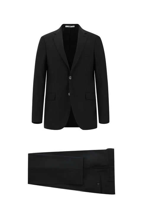 Black 7 Drop Slim Fit Narrow Cut Wool Suit
