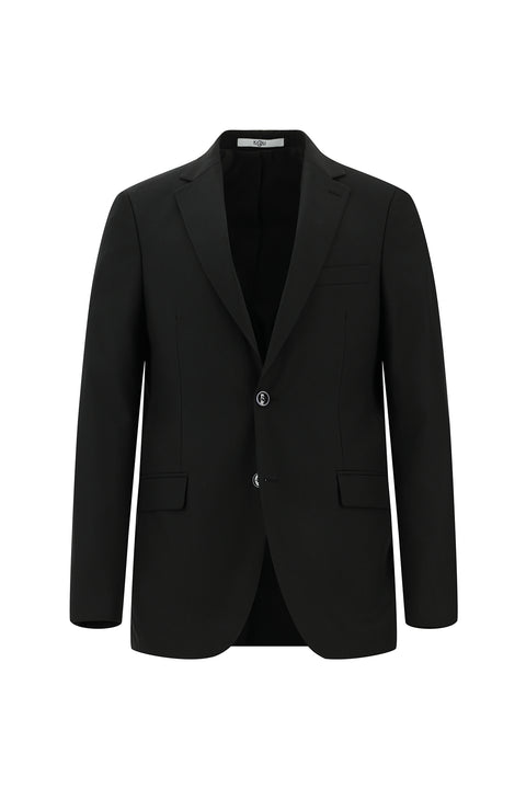 Black 6-Drop Regular Fit Standard Cut Wool Suit