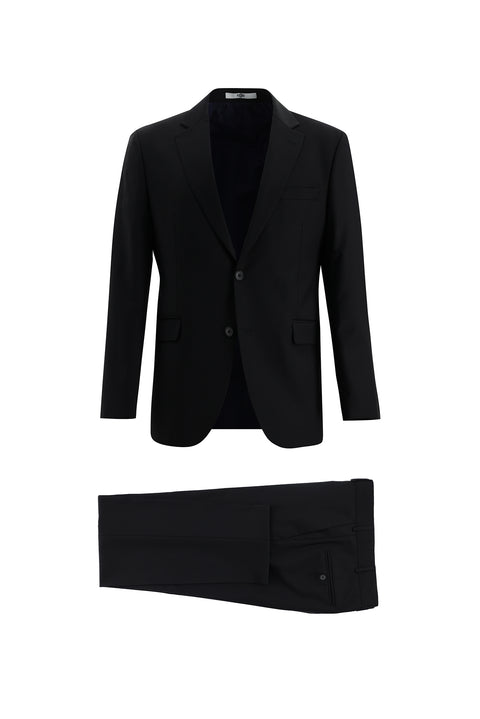 Koyu Lacivert 4 Drop Relaxed Fit Rahat Kesim Yünlü Takım Elbise