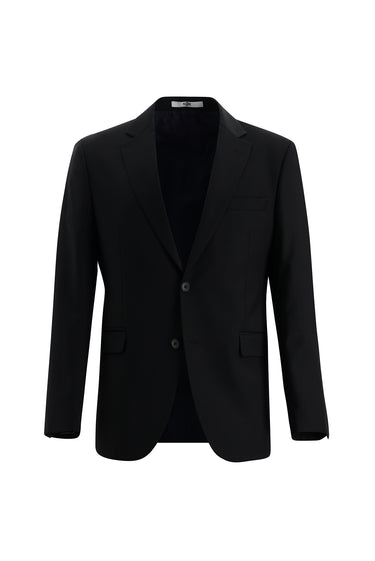  Koyu Lacivert Slim Fit Dar Kesim Yünlü Klasik Takım Elbise