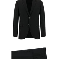 Siyah Slim Fit Dar Kesim Yünlü Klasik Takım Elbise