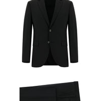 Siyah 7 Drop Slim Fit Dar Kesim Yünlü Takım Elbise