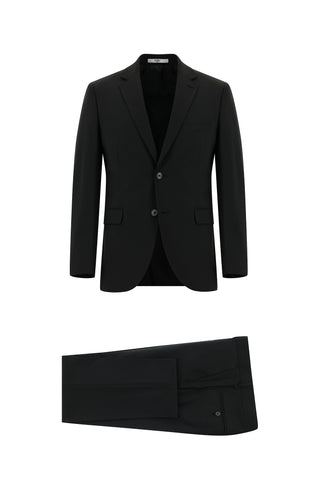  Siyah 7 Drop Slim Fit Dar Kesim Yünlü Takım Elbise