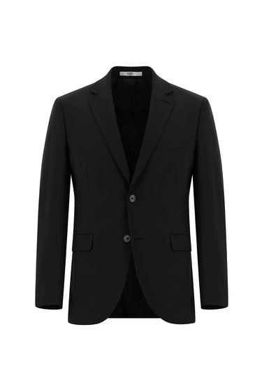 Siyah Slim Fit Dar Kesim Yünlü Klasik Takım Elbise