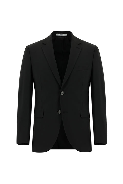 Siyah 7 Drop Slim Fit Dar Kesim Yünlü Takım Elbise