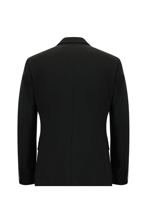 Siyah 7 Drop Slim Fit Dar Kesim Yünlü Takım Elbise