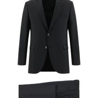 Siyah Slim Fit Dar Kesim Yünlü Klasik Takım Elbise