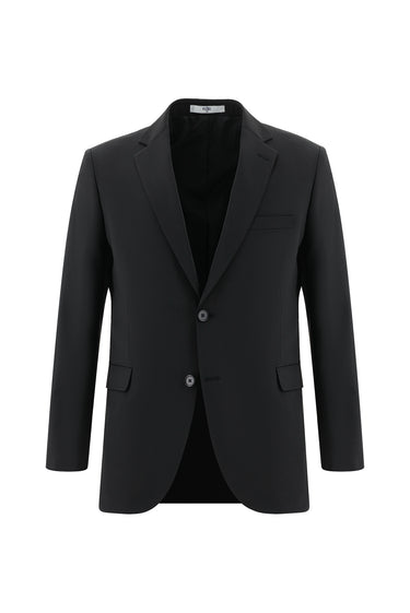 Siyah Slim Fit Dar Kesim Yünlü Klasik Takım Elbise
