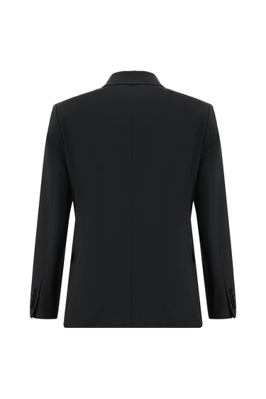 Siyah Slim Fit Dar Kesim Yünlü Klasik Takım Elbise