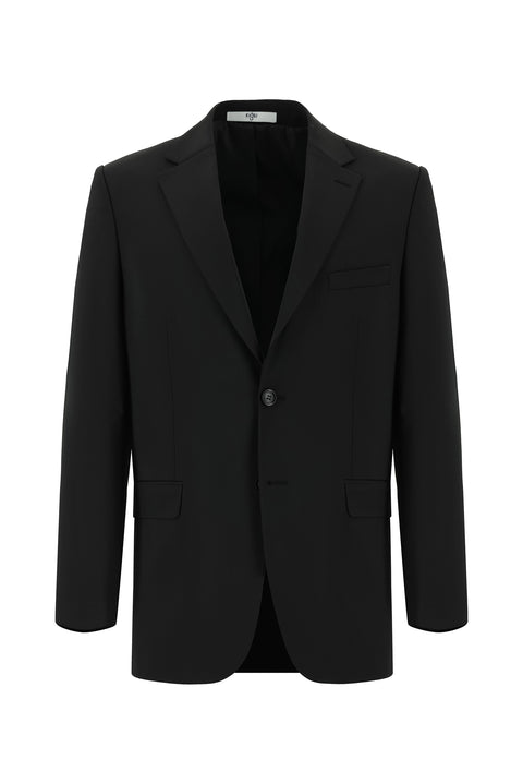 Siyah 4 Drop Relaxed Fit Rahat Kesim Yünlü Takım Elbise