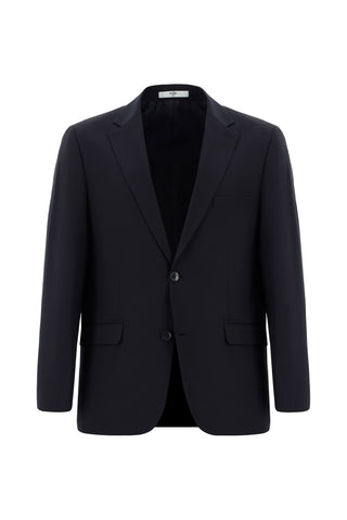  Koyu Lacivert Relaxed Fit Rahat Kesim Yünlü Klasik Takım Elbise