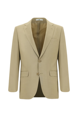  Orta Bej Regular Fit Yünlü Klasik Takım Elbise