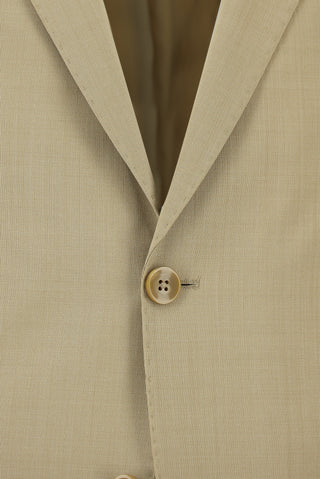  Orta Bej Regular Fit Yünlü Klasik Takım Elbise
